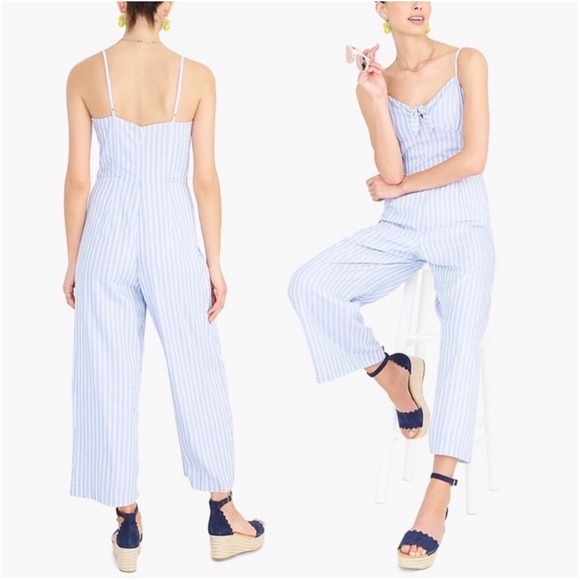 J.Crew Factory Pants - J.Crew Factory Blue White Tie Front Jumpsuit Lined Size 6